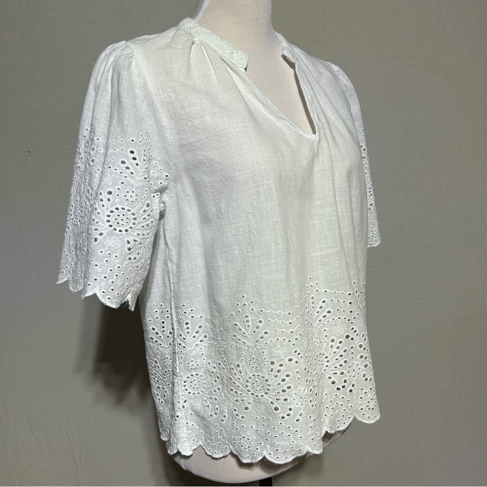 Anthropologie Jennifer & Grace White Eyelet Blouse size M